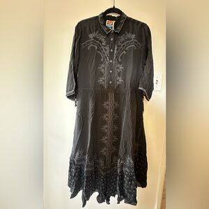 Johnny Was Embroidered Midi Dress